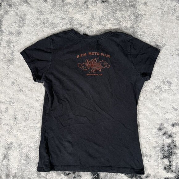 Y2K Made in USA Harley Davidson Logo V Neck Women's Top - Picture 4 of 9